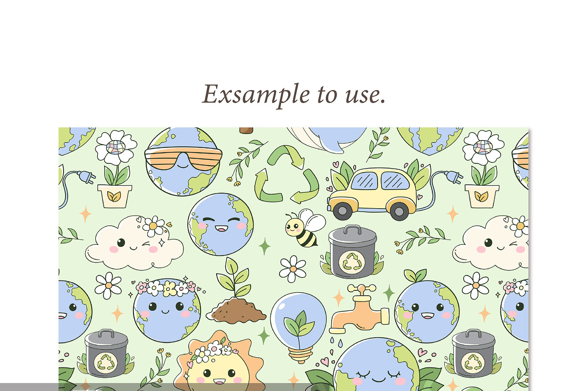 Pastel Earth Day Seamless Pattern, a Decorative Illustration by TitaLivingArt (Photo 3 of 8)