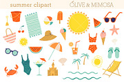 Summer Beach Clipart Set, a Food Illustration by Olive & Mimosa (Thumbnail 1 of 2)