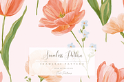 Peach Tulip Floral Seamless Pattern, a Pattern Graphic by Pati Charm Studio (Thumbnail 1 of 8)