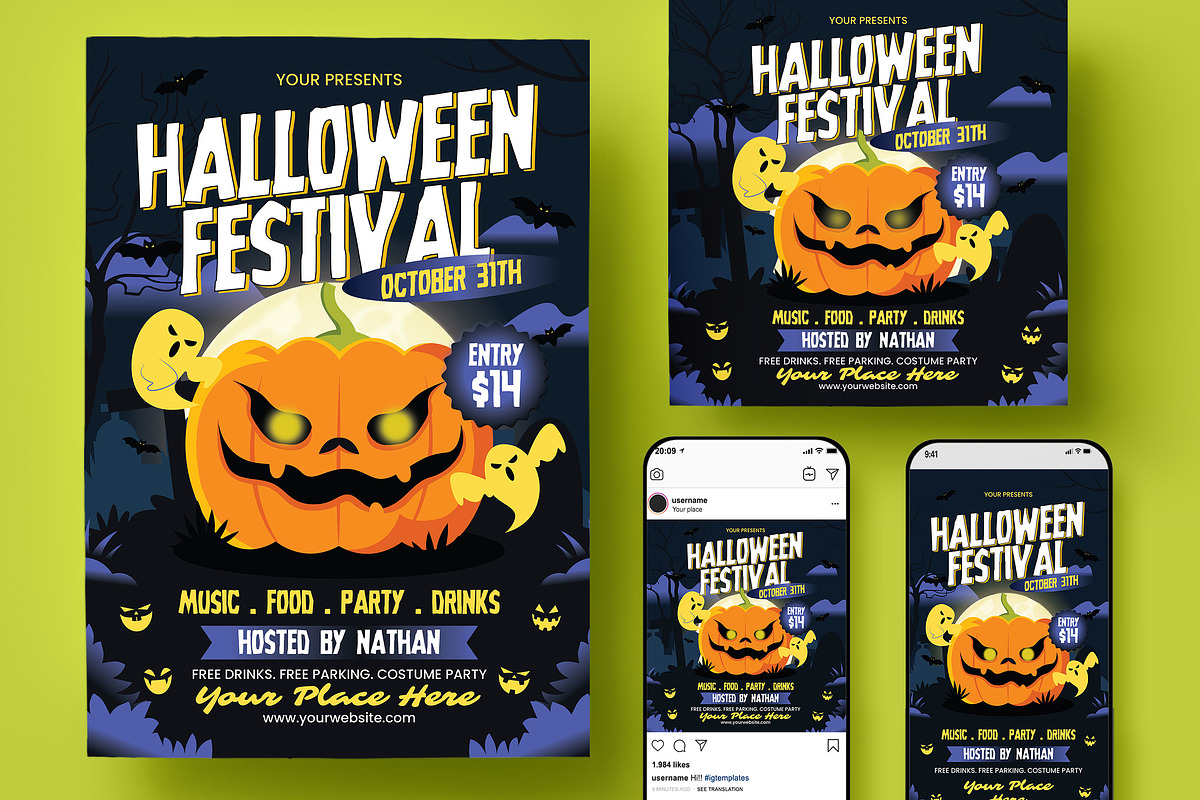 Halloween Party Flyer, a Flyer Template by Creativestoree (Photo 1 of 5)