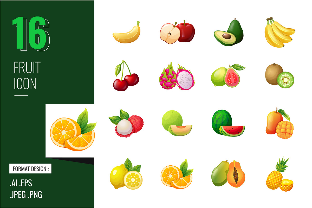 Fruit Icon Set, a Solid Icon by shin_std