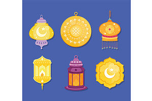 six eid mubarak icons, an Illustration by studiogstock