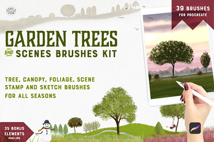 Garden Trees + Scenes Procreate Kit