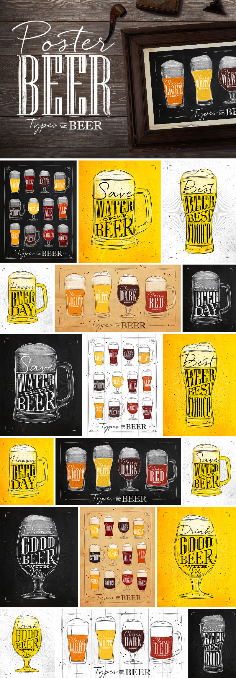 Set Poster Beer, a Food Illustration by Anna