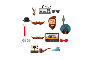 Hipster Items Icons Set