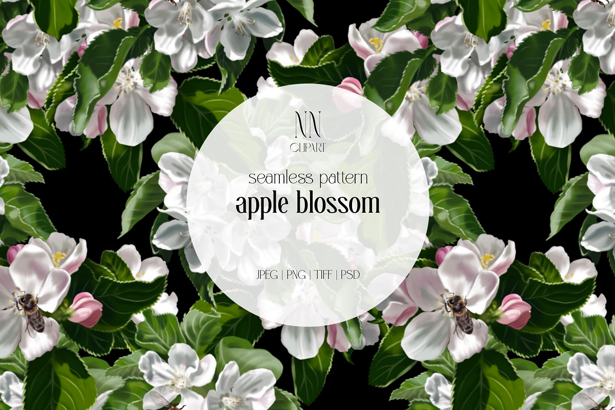 Apple Blossom - Botanical pattern, a Pattern Graphic by NNclipart (Photo 1 of 12)