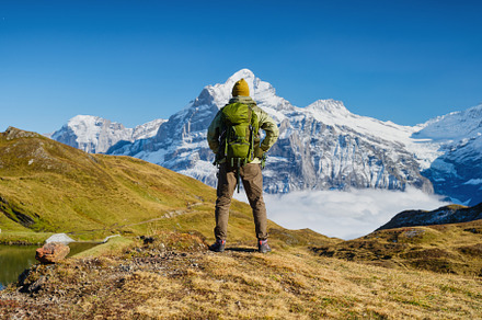 Mountains and clouds in the valley., a Person Photo by Landscape and travel