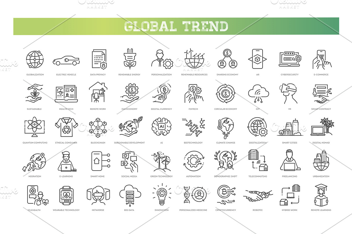 Global trend icons, an Icon by Tettygreen