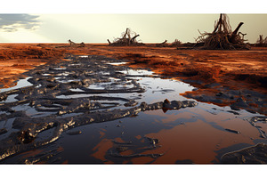 spill soil oil ai generated, a Nature Photo by pikepicture