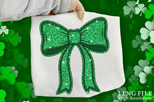 St. Patrick’s Day Glitter Bow PNG, an Illustration by Canvas Craft