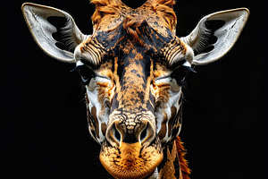 Portrait of a giraffe face with striking detailed features, an Animal Photo by GoodGoods