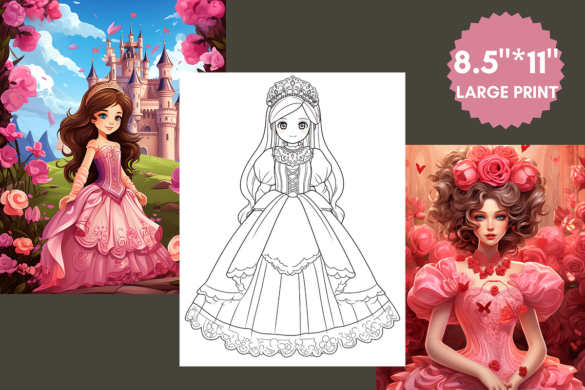 Princess Coloring Pages for Kids, a Brochure Template by LA Design (Photo 5 of 10)