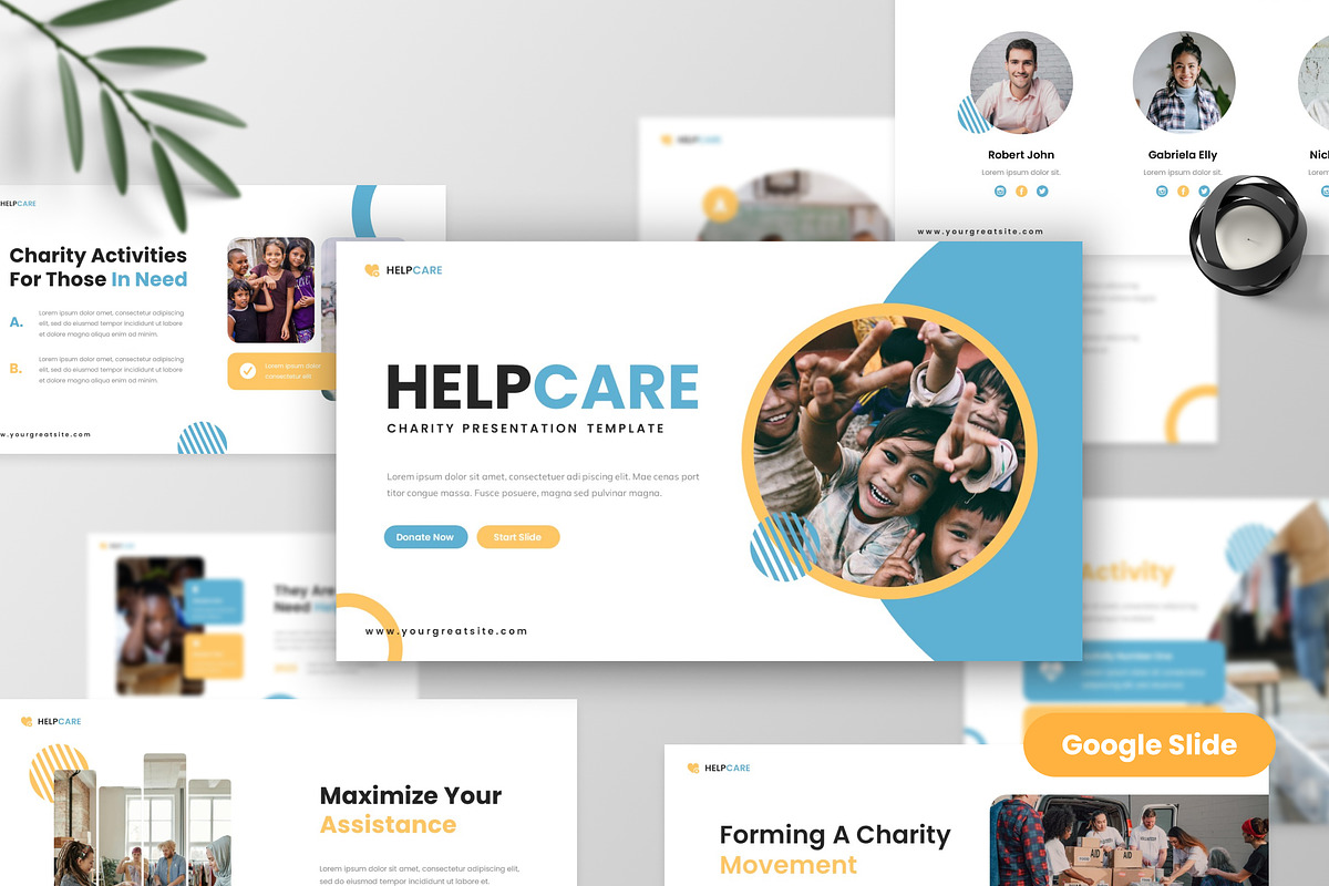 Helpcare - Charity Google Slide, a Presentation Template by MtvtdArt (Photo 1 of 6)
