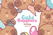 Capybara Party Sticker Set, Pattern, a Graphic by Dori Debreceni draws (Thumbnail 1 of 8)