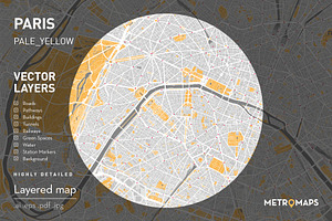 Paris Map (Vector) – Pale / Yellow