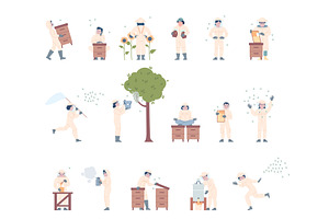 Equipped beekeepers. Cartoon, a Person Illustration by LadadikArt