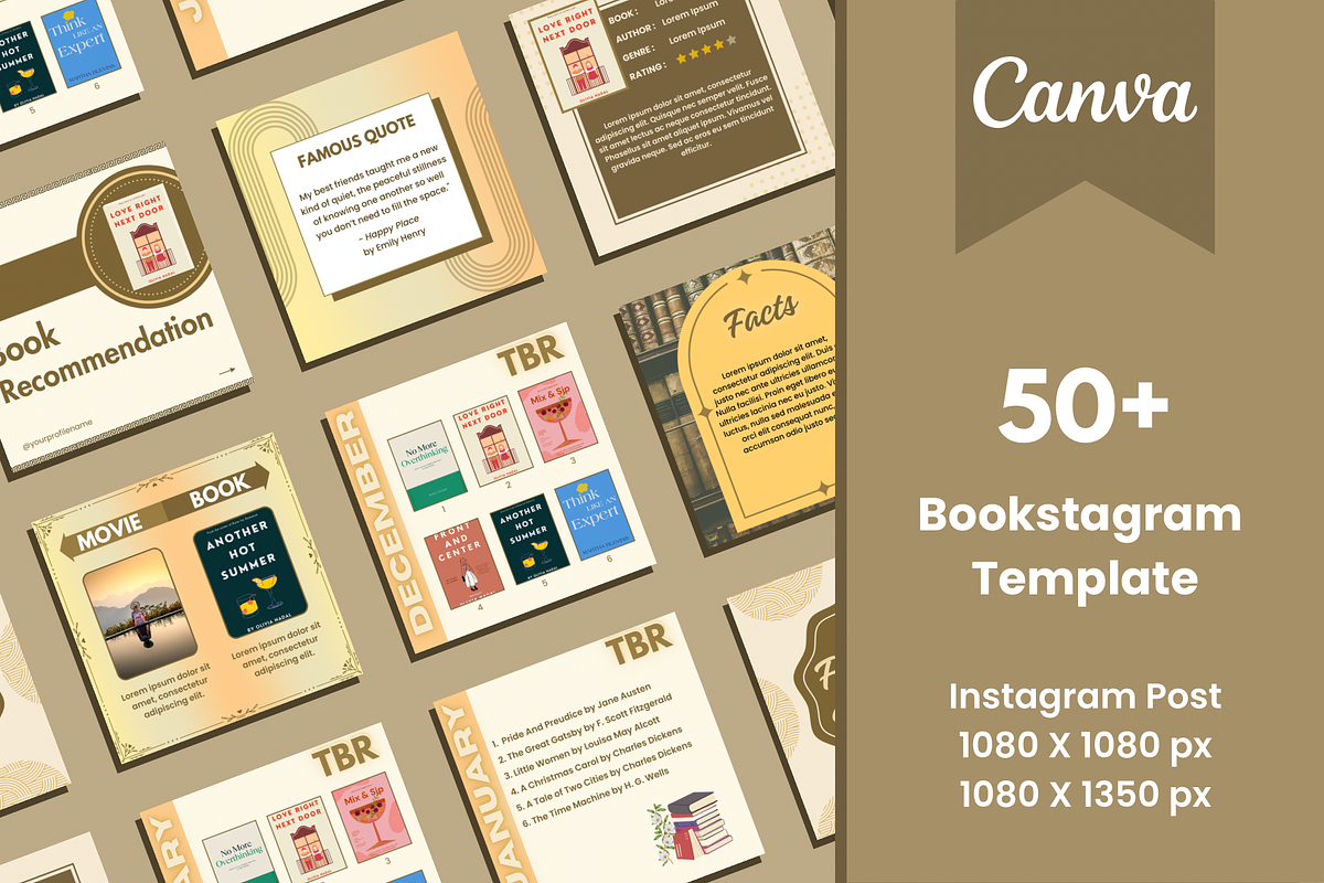 Bookstagram CANVA Instagram Template, a Social Media Template by Supriya Artwork (Photo 1 of 6)