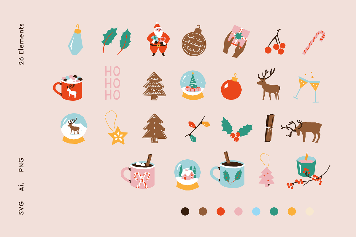 Cute Christmas Vectors, an Illustration by Marinastu (Photo 6 of 9)