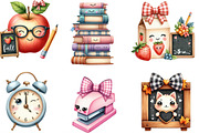 Watercolor Kawaii School Clipart, an Illustration by Designking (Thumbnail 3 of 4)