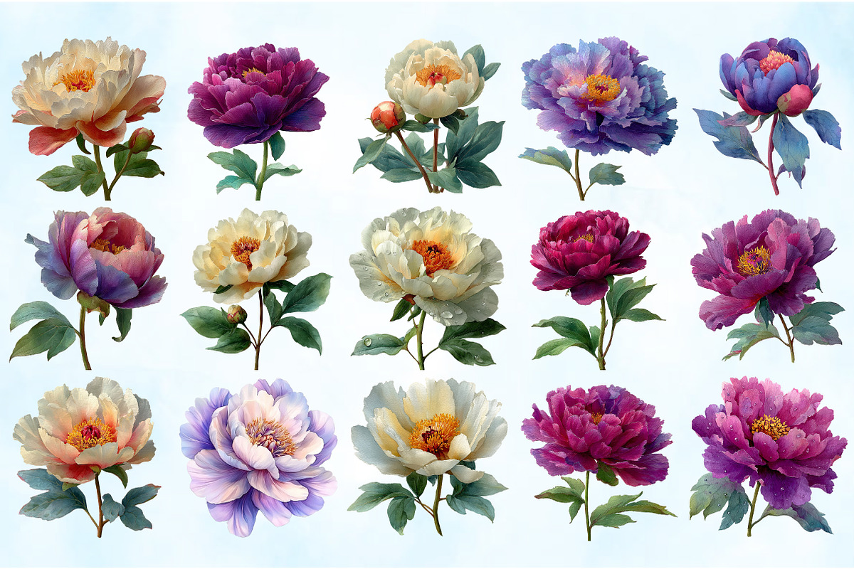 Watercolor Purple and Cream Peonies, an Illustration by Craft Nest (Photo 2 of 4)