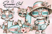 Whimsical Summer Cat Clipart, an Animal Illustration by SVGArt (Thumbnail 1 of 9)