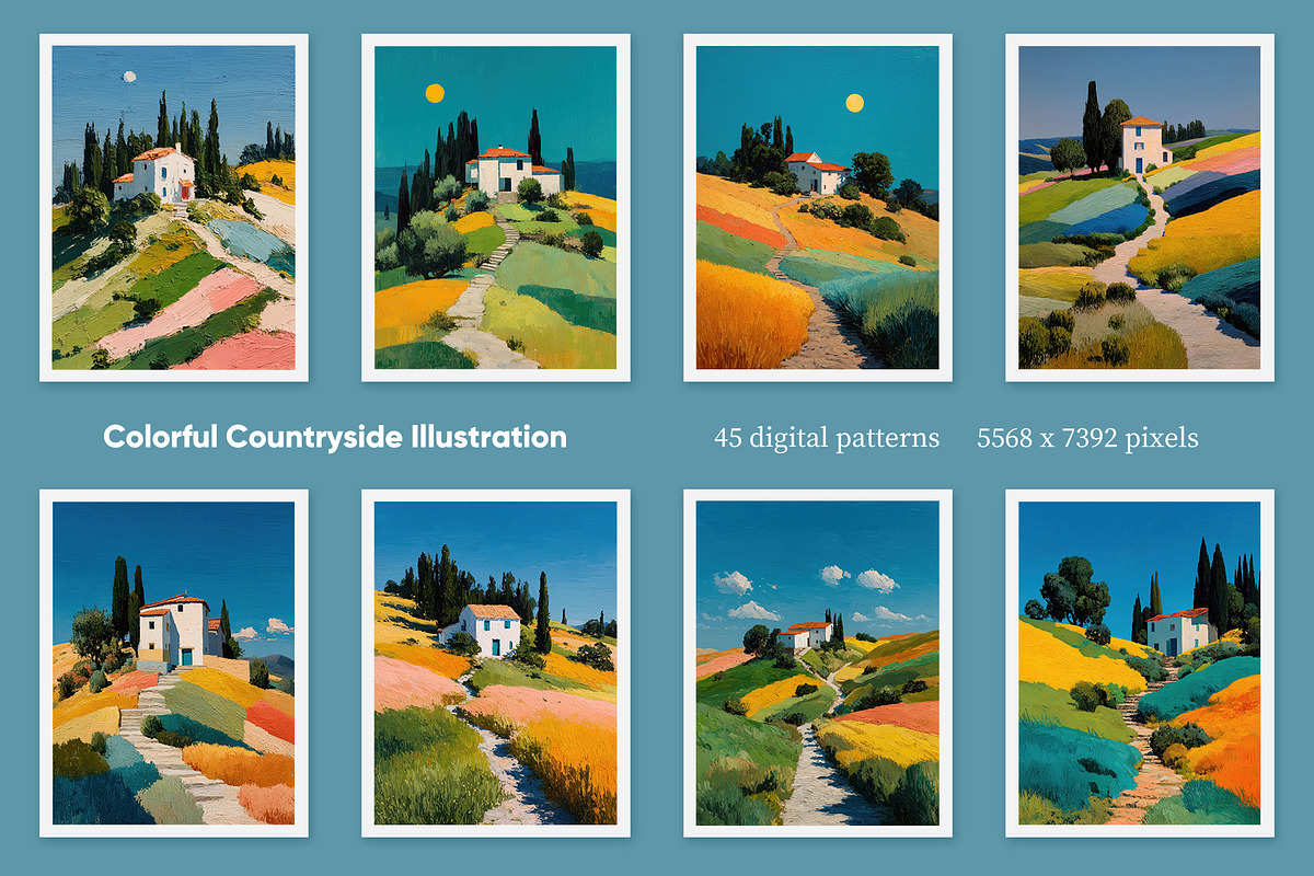Colorful Countryside Illustration, a Decorative Illustration by Housui Patterns (Photo 2 of 12)