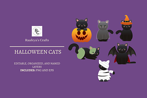 Halloween Cats - 6, an Animal Illustration by Raafeya's Crafts