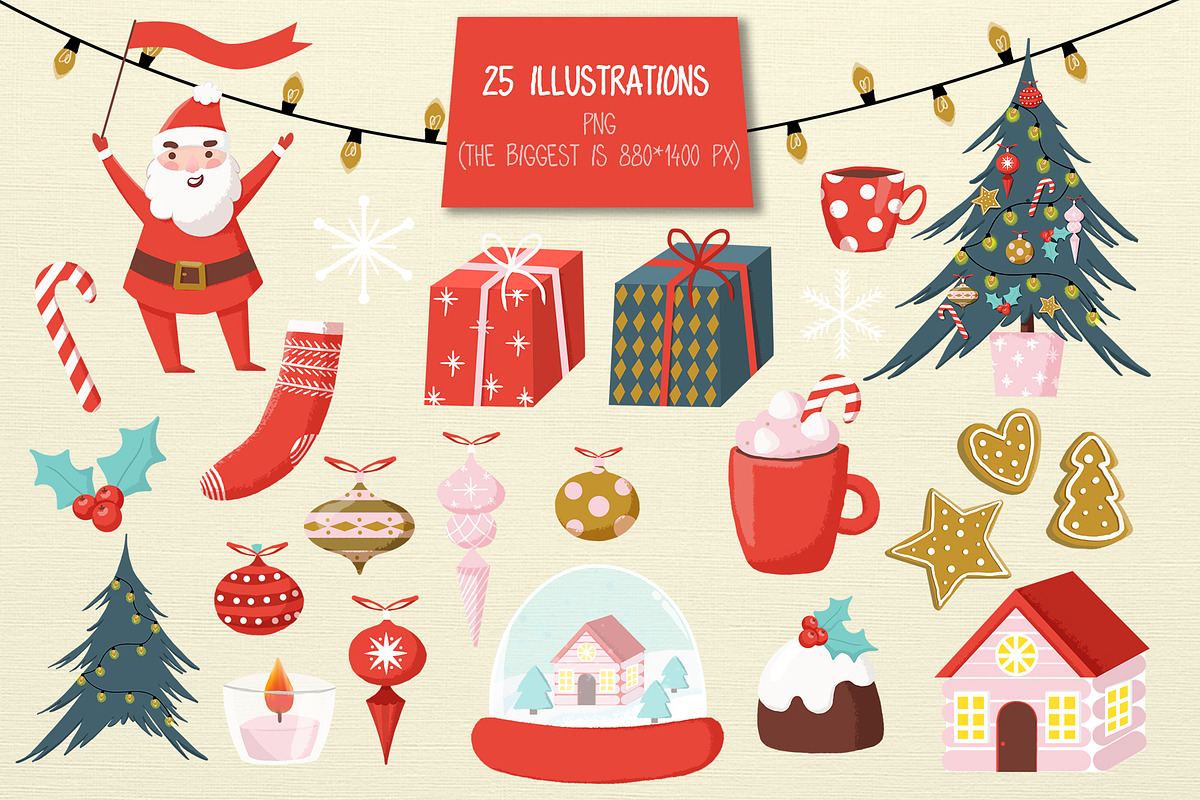 Merry Christmas Hand drawn set, a Decorative Illustration by Annakristal (Photo 2 of 6)