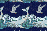 Whale, Waves, Seagull, a Pattern Graphic by NayaChu (Thumbnail 5 of 9)