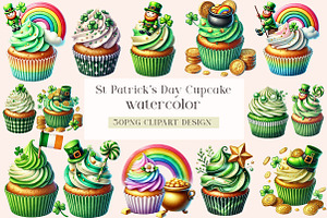 St Patrick's Day Cupcake Clipart, a Seasonal Illustration by DreamArtGraphic