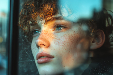 Reflective Portrait of Person with Dramatic Shadows, an Abstract Photo by Natalia Klenova's Shop