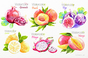 Watercolor juicy fruit Vector Set, an Object Graphic by KarinkaBU (Thumbnail 2 of 6)