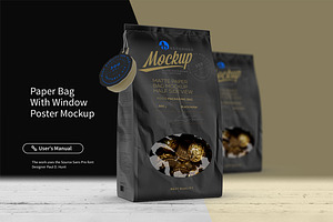 Paper Bag With Window Poster Mockup