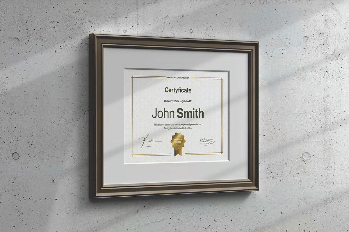 A4 Passe Partout Certificate Mockup, an Advertising Mockup by DesignRushMarket (Photo 2 of 13)