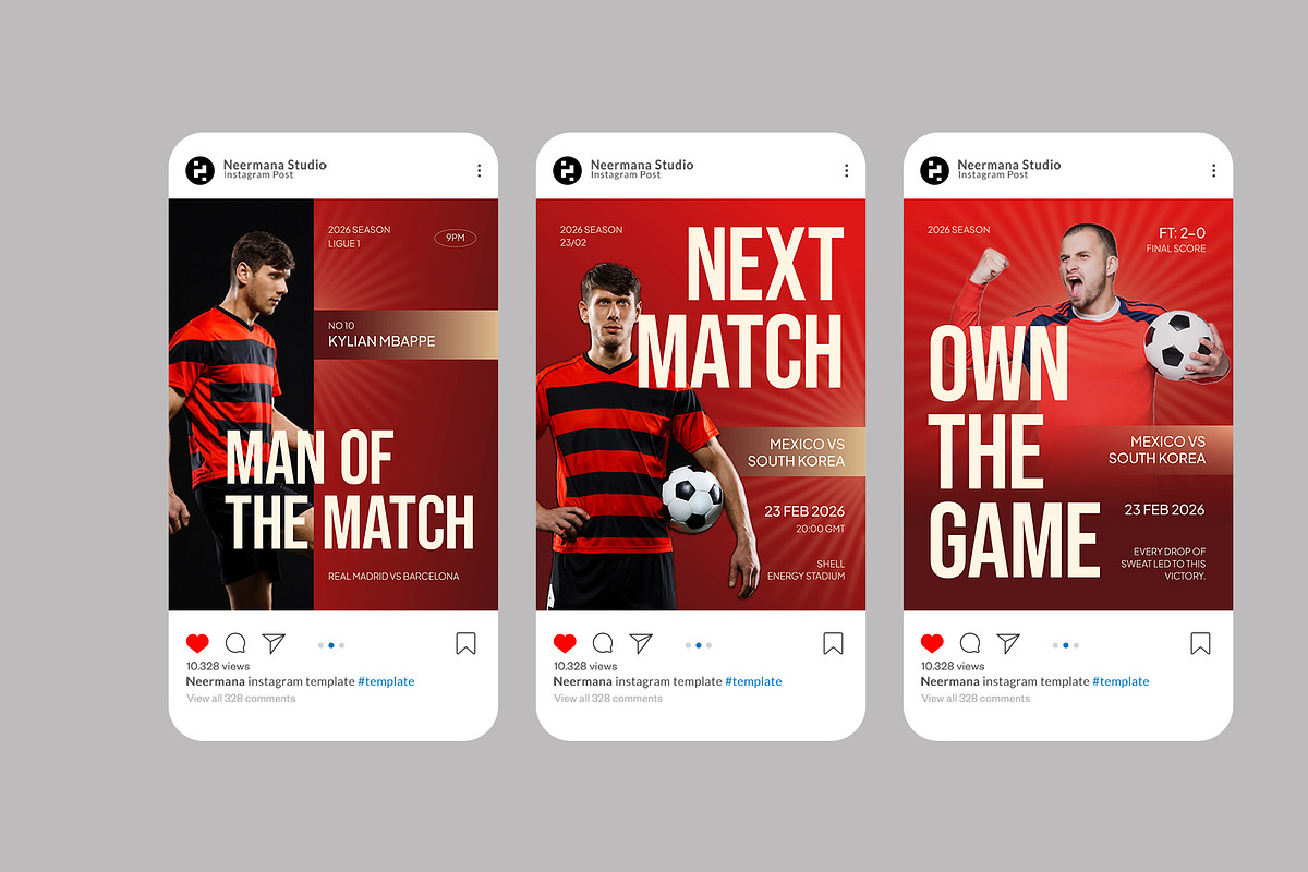 Red Bold World Cup Instagram Post, a Social Media Template by Neermana (Photo 3 of 4)
