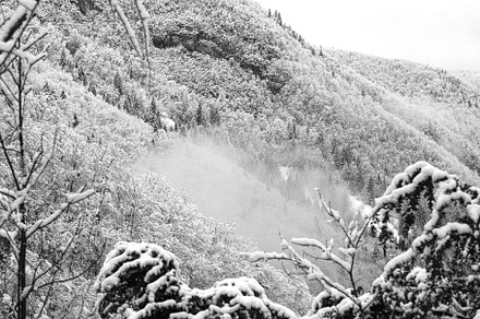 Stuck cloud. Winter. Black white, an Abstract Photo by Elena Dijour Photography