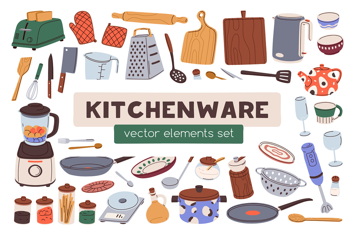 Kitchenware and cooking utensils set, an Object Illustration by Good Studio (Photo 1 of 3)