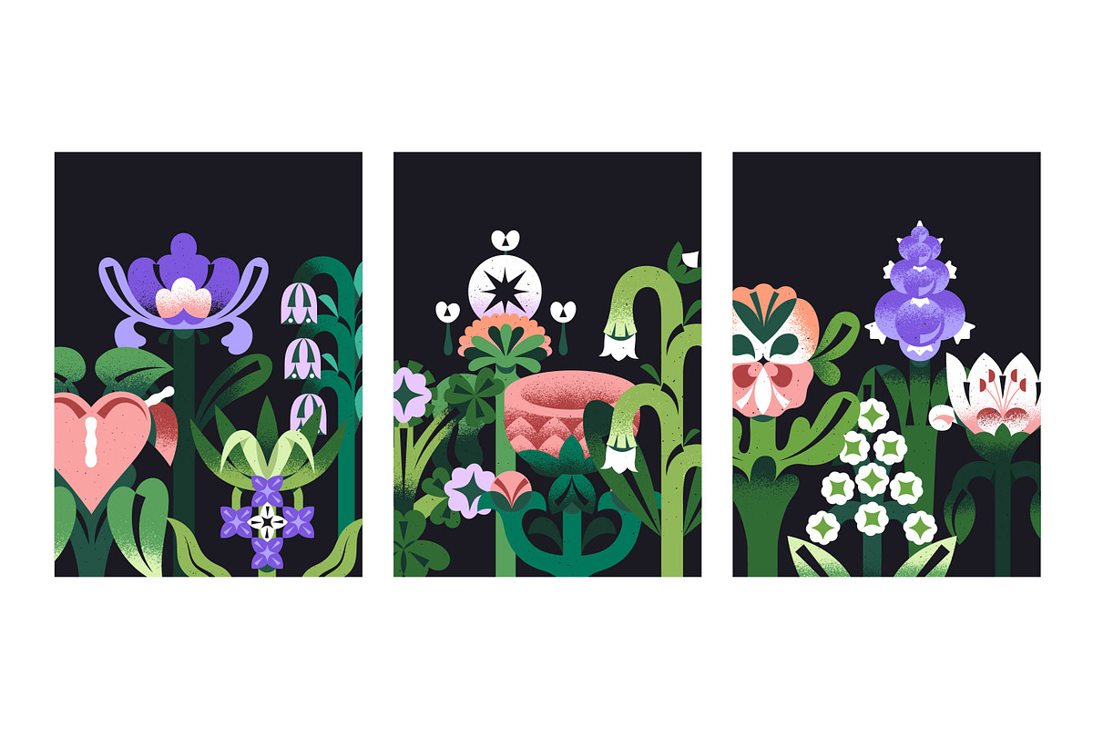 Abstract flowers set + backgrounds, a Decorative Illustration by PaperTrident (Photo 8 of 16)