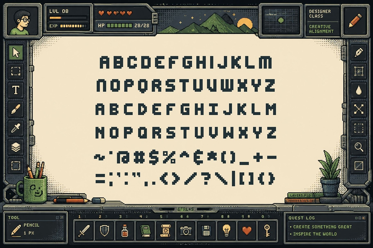Brickware - Thick Pixel Font, a Sans Serif Font by HipFonts (Photo 2 of 8)