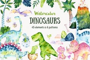 Watercolor Dinosaur Clipart