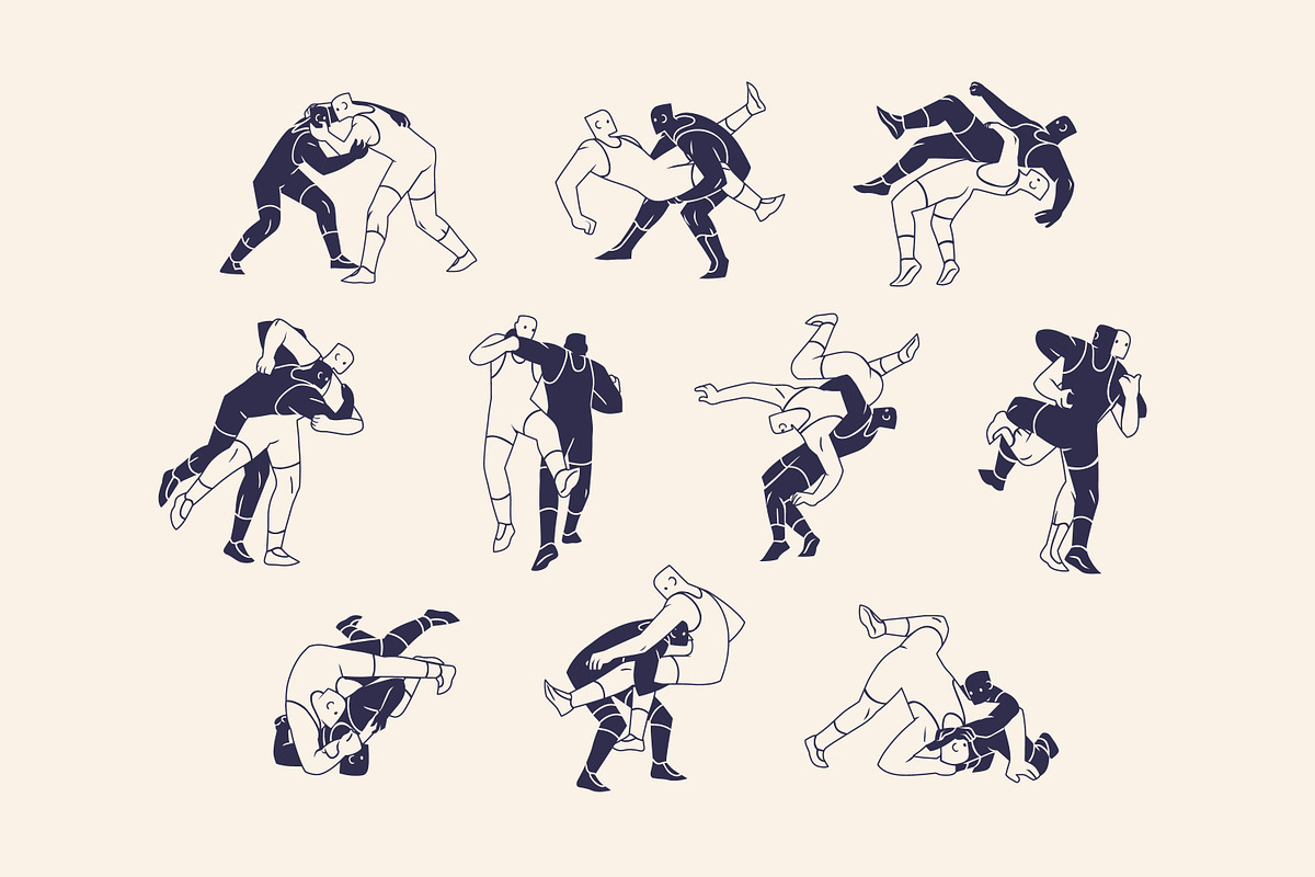 Wrestlers in fight, wrestling set, a Sport Illustration by PaperTrident (Photo 1 of 6)