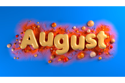Soft orange plump word AUGUST