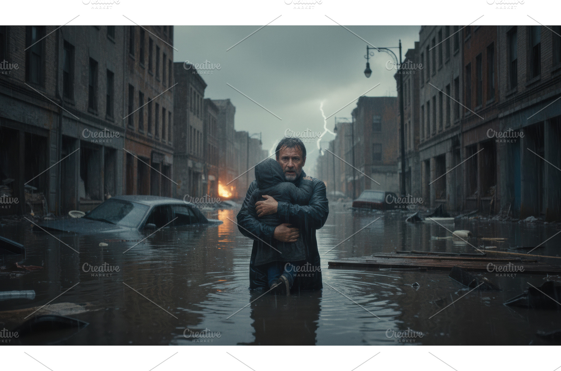 Man holding a child, standing in, an Architecture Photo by Igor Tichonow