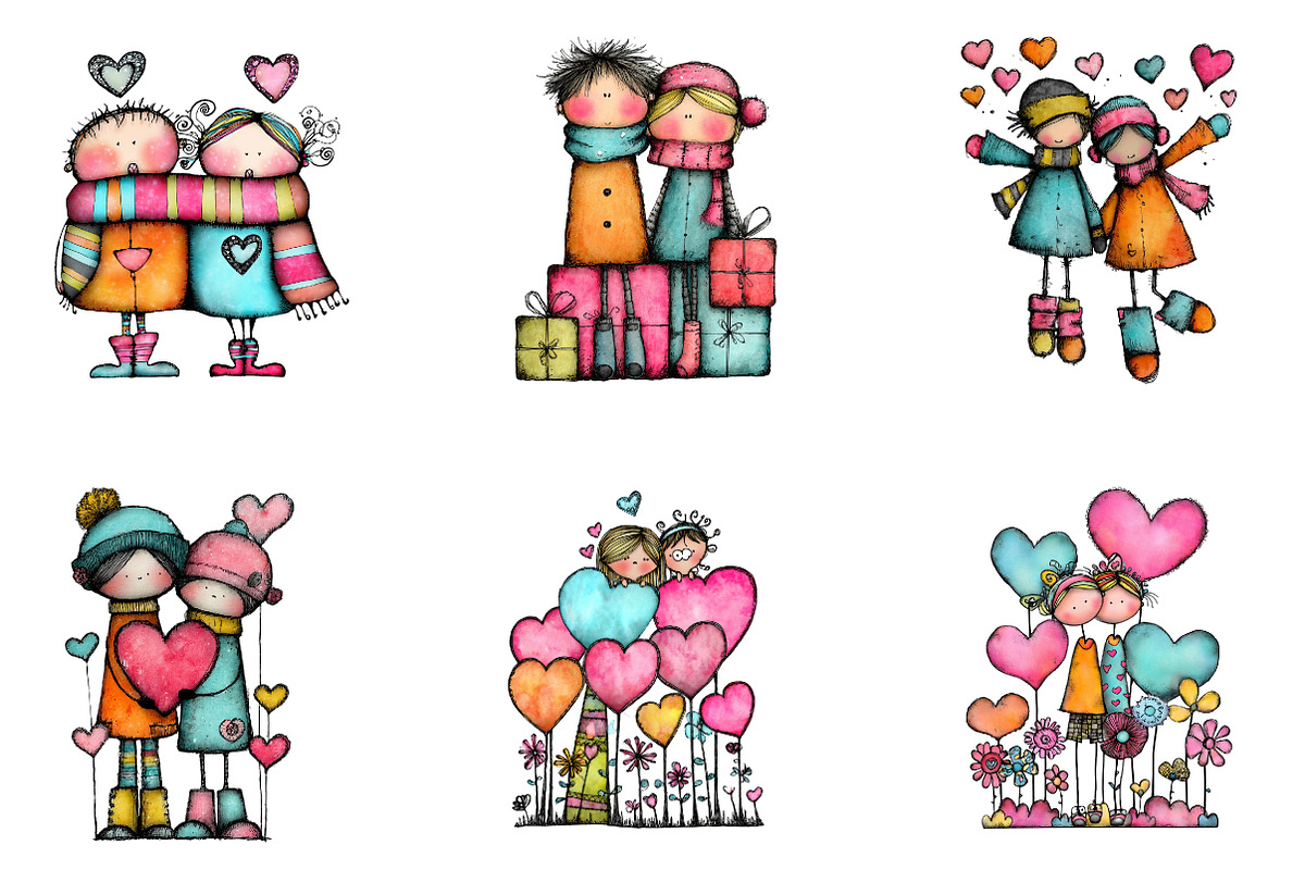 Whimsical Valentine Clipart, an Illustration by CreationArt (Photo 7 of 7)