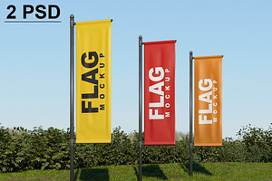 Standing Flag Mockup