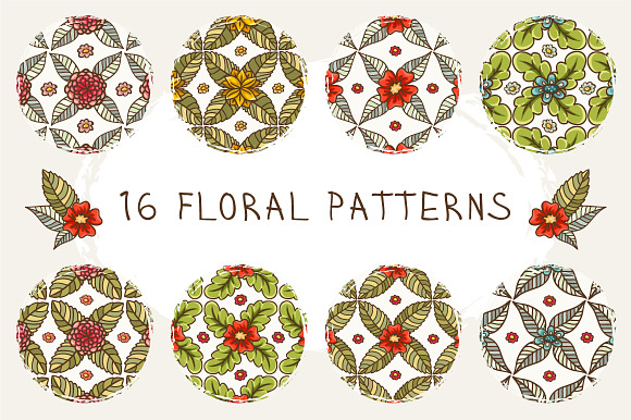 Set of 16 floral patterns preview 4