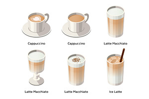 Isometric Set Of Coffee Types