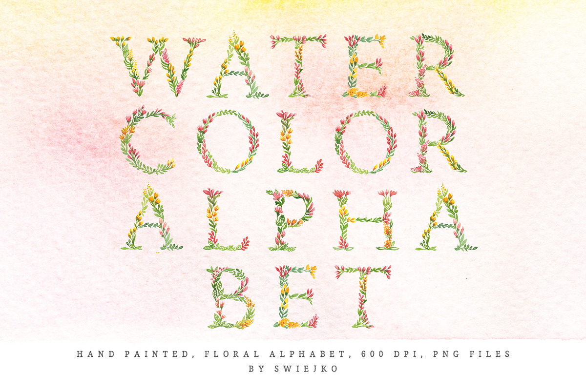 Watercolor floral alphabet, an Illustration by swiejko (Photo 1 of 6)