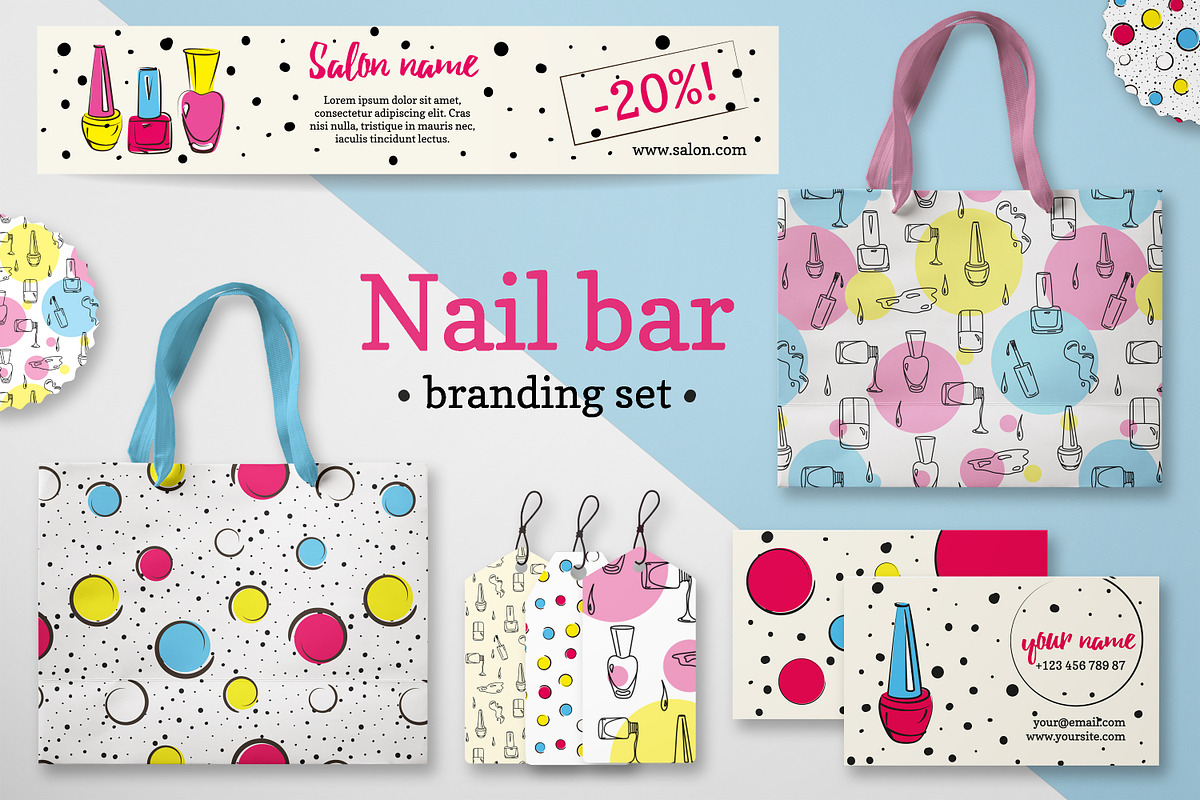 Nail branding set in pop-art style, a Poster Template by Holo Art (Photo 1 of 6)