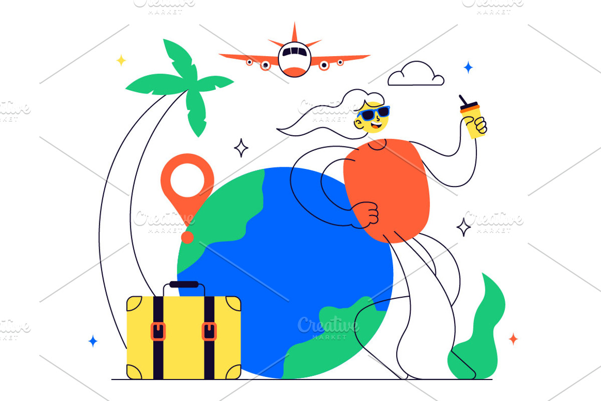 10 Solo Travel Vector Illustration, a Person Illustration by denayunebgt (Photo 4 of 4)
